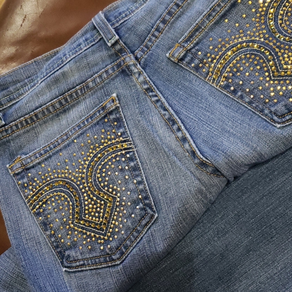 Machine Rhinestone Bootcut Jeans - Picture 10 of 10